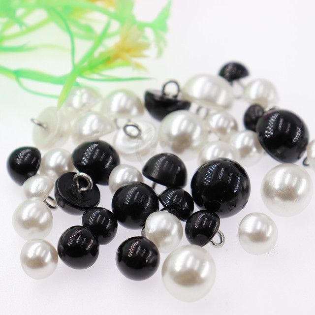 8mm - 12.5mm Copper Foot White Black Mushroom Pearl Buttons For